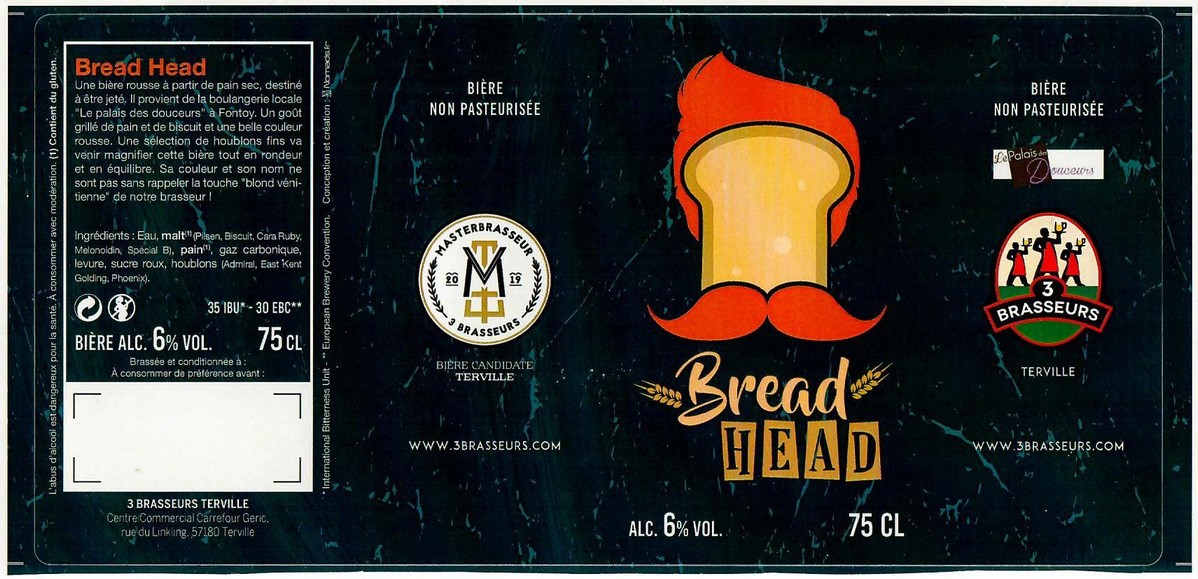 Etiquette BRASSERIE 3 BRASSEURS TERVILLE 01