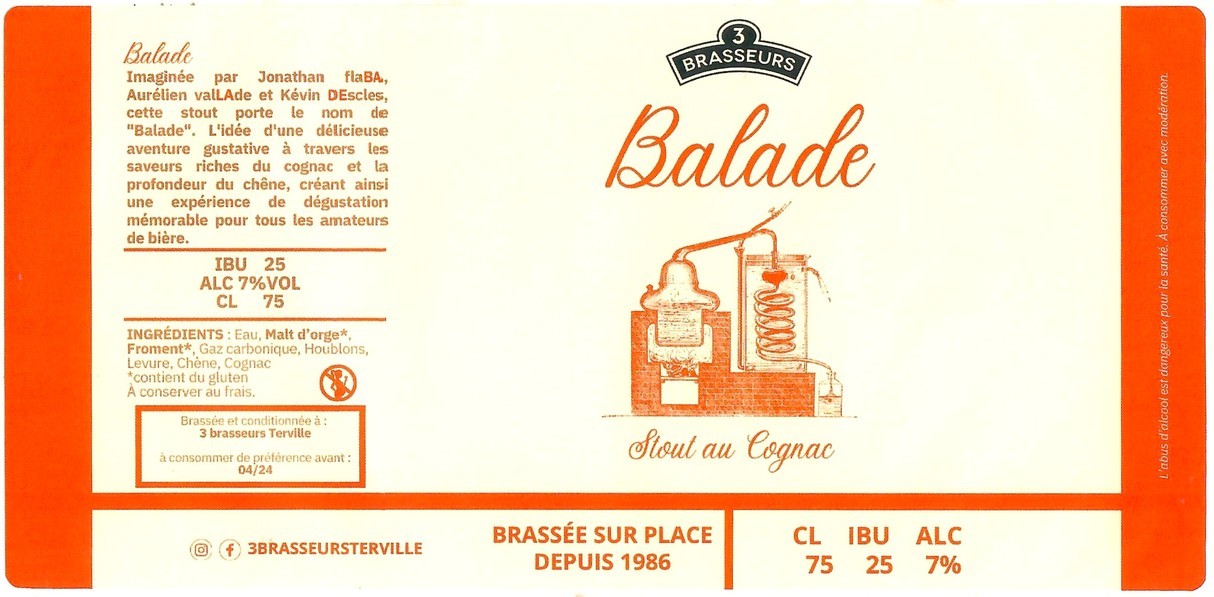 Etiquette BRASSERIE 3 BRASSEURS TERVILLE 04