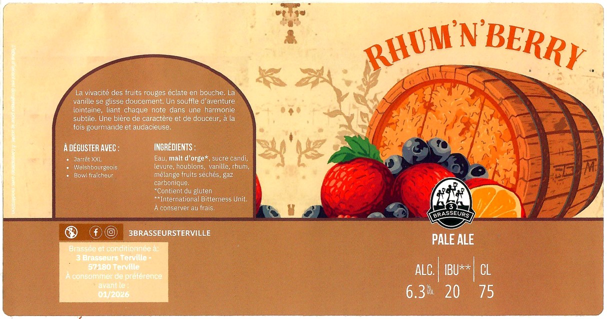 Etiquette BRASSERIE LES 3 BRASSEURS TERVILLE 09