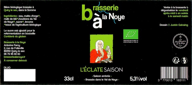 Etiquette BRASSERIE A LA NOYE 06