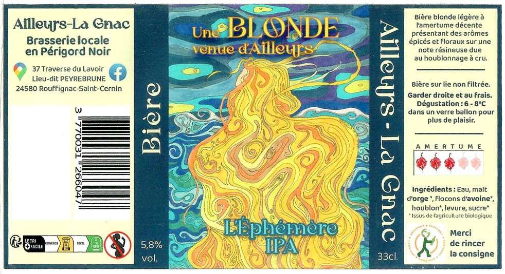 Etiquette BRASSERIE AILLEURS LA GNAC 09