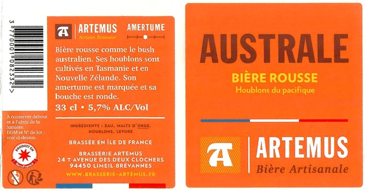 Etiquette BRASSERIE ARTEMUS 07