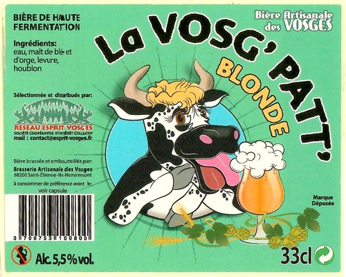 Etiquette BRASSERIE ARTISANALE DES VOSGES 37