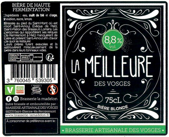 Etiquette BRASSERIE ARTISANALE DES VOSGES 48