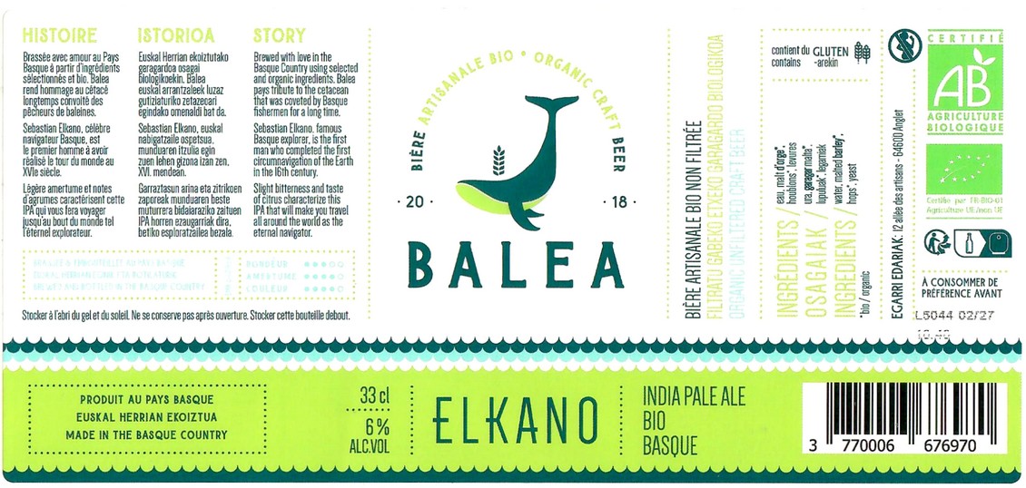 Etiquette BRASSERIE BELHARRA 18