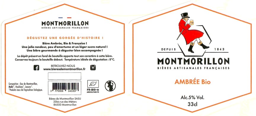Etiquette BRASSERIE BIERES DE MONTMORILLON 12