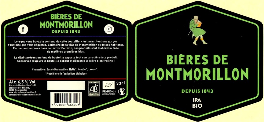 Etiquette BRASSERIE BIERES DE MONTMORILLON 21