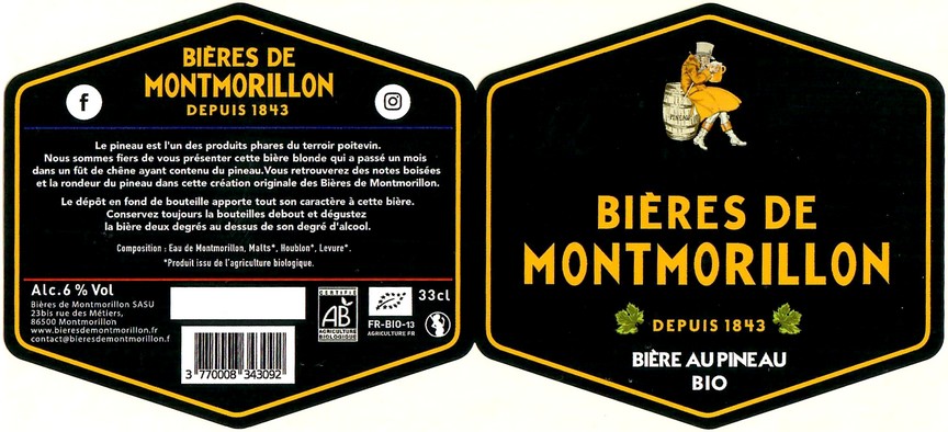 Etiquette BRASSERIE BIERES DE MONTMORILLON 24