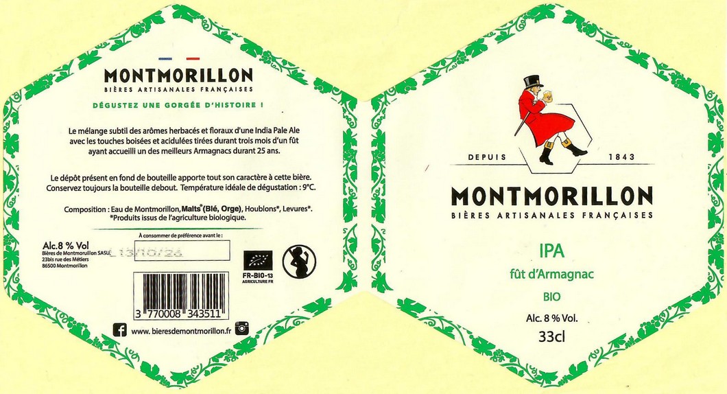 Etiquette BRASSERIE BIERES DE MONTMORILLON 40