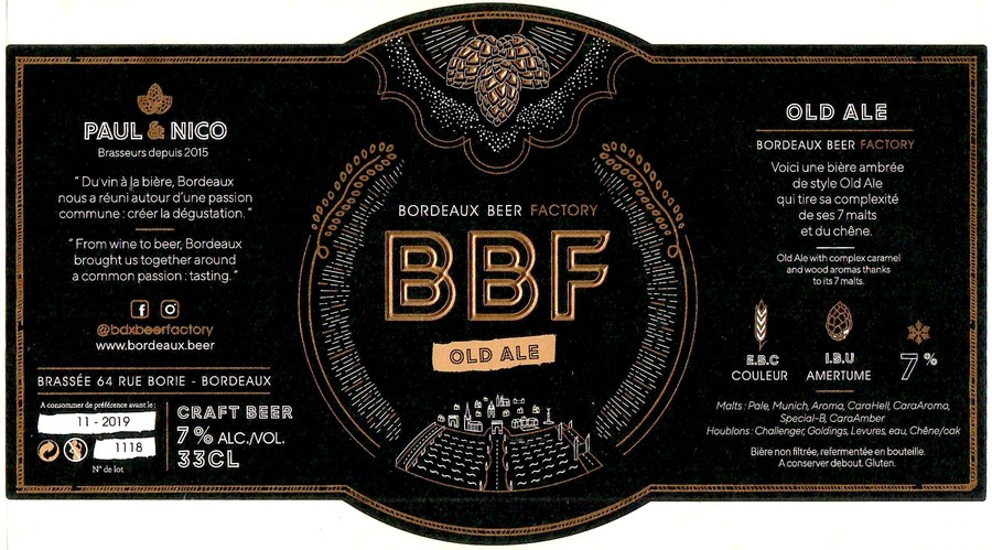 Etiquette BRASSERIE BORDEAUX BEER FACTORY 03