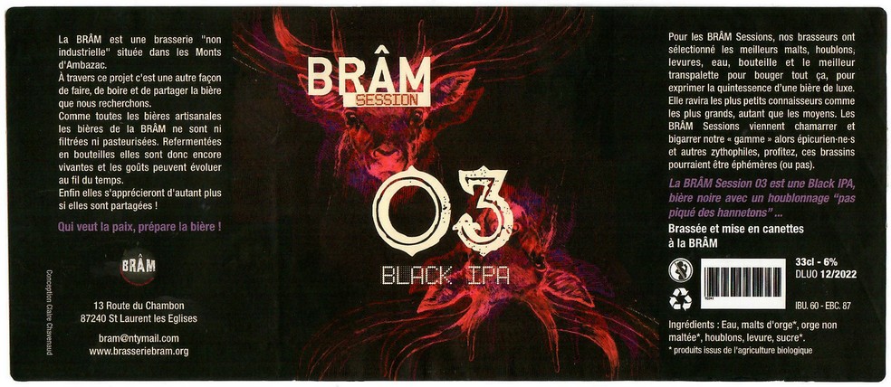 Etiquette BRASSERIE BRAM 20