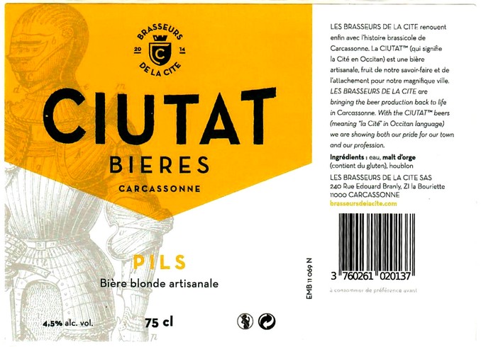 etiquette BRASSERIE BRASSEURS DE LA CITE 11