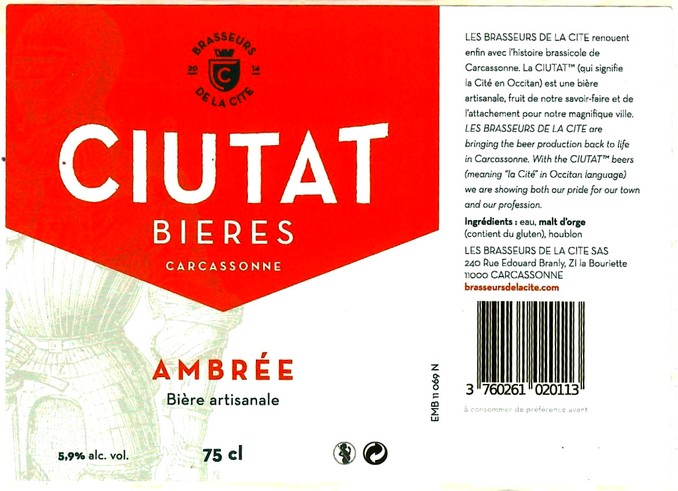 etiquette BRASSERIE BRASSEURS DE LA CITE 13