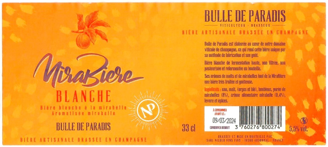 Etiquette BRASSERIE BULLE DE PARADIS 03