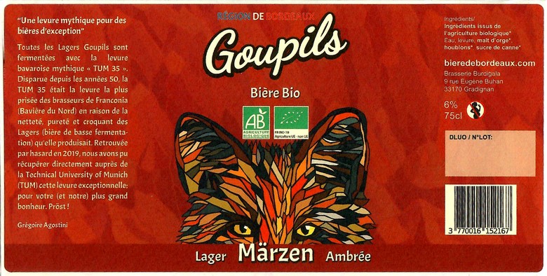 Etiquette BRASSERIE BURDIGALA 10