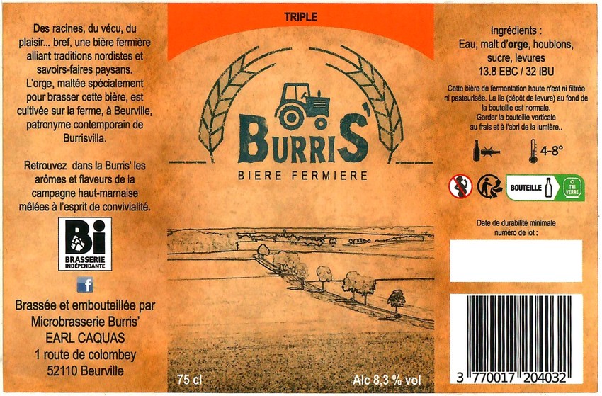 Etiquette BRASSERIE BURRIS 08