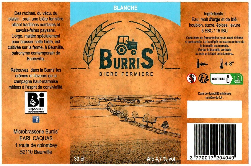 Etiquette BRASSERIE BURRIS 13