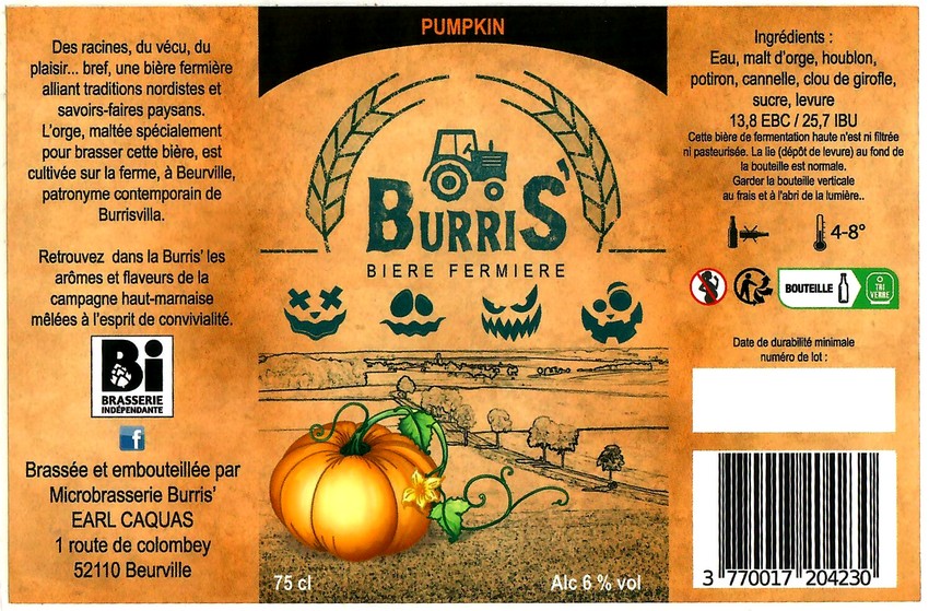 Etiquette BRASSERIE BURRIS 23