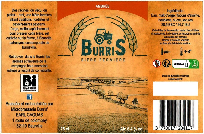 Etiquette BRASSERIE BURRIS 25