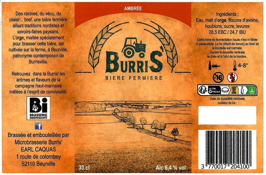 Etiquette BRASSERIE BURRIS 26