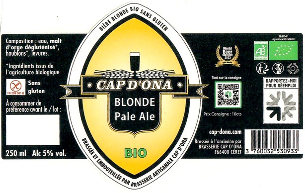Etiquette BRASSERIE CAP D'ONA 28