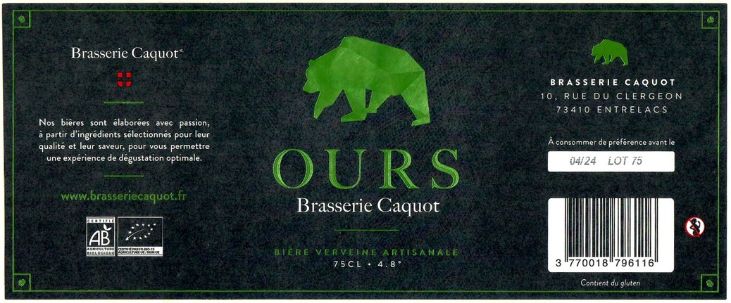 Etiquette BRASSERIE CAQUOT 10
