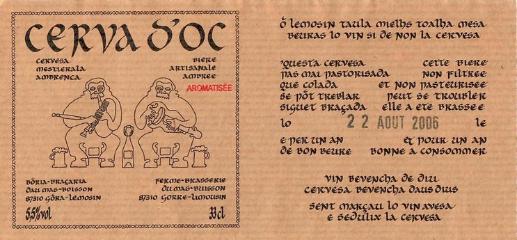 Etiquette BRASSERIE CERVA D'OC 01