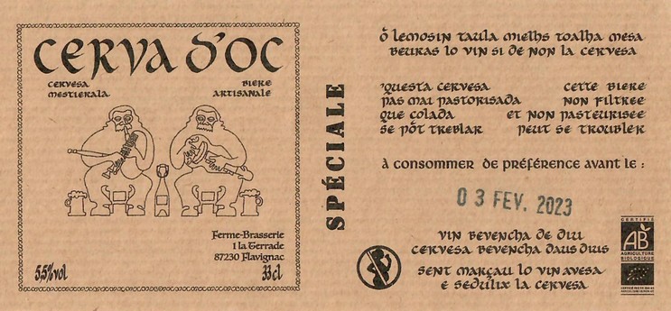 Etiquette BRASSERIE CERVA D'OC 30