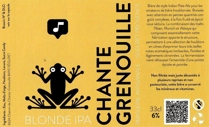 Etiquette BRASSERIE CHANTE GRENOUILLE 03