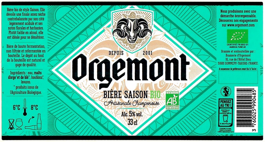 etiquette BRASSERIE D'ORGEMONT 102