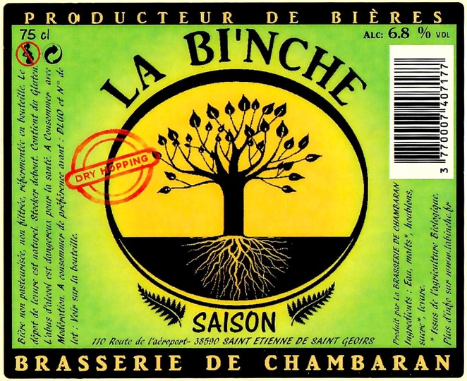 Etiquette BRASSERIE DE CHAMBARAN 12