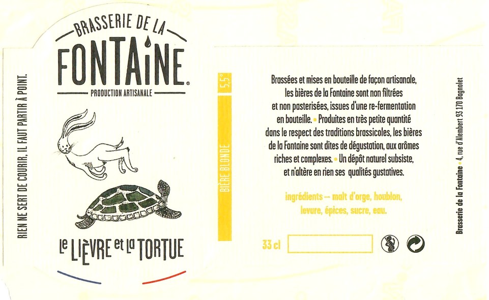 Etiquette BRASSERIE DE LA FONTAINE 01