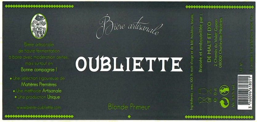 Etiquette BRASSERIE DE MALT ET D'O 21