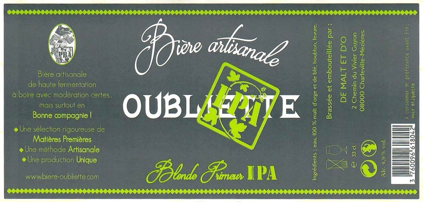 Etiquette BRASSERIE DE MALT ET D'O 23