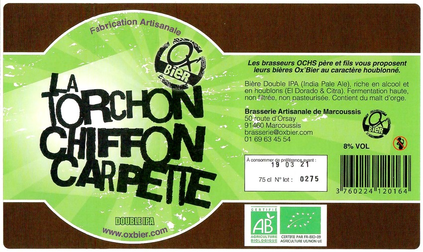 Etiquette BRASSERIE DE MARCOUSSIS 21