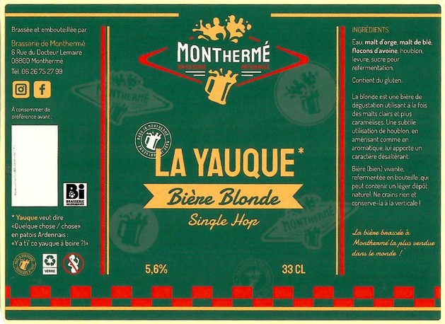 Etiquette BRASSERIE DE MONTHERME 11