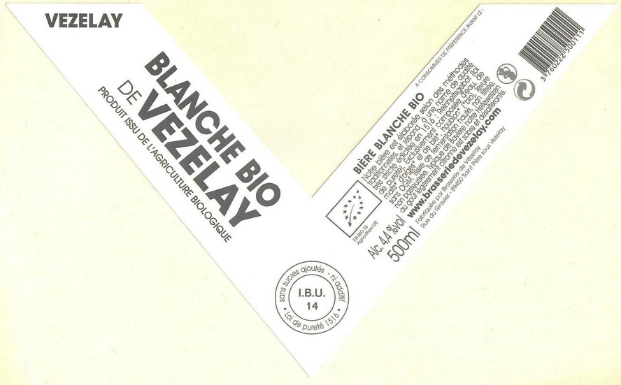 Etiquette BRASSERIE DE VEZELAY 22