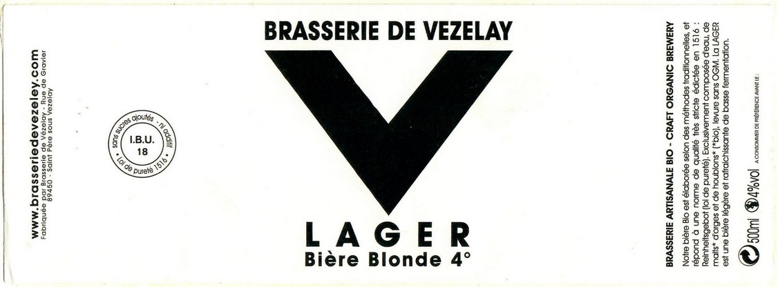 Etiquette BRASSERIE DE VEZELAY 24