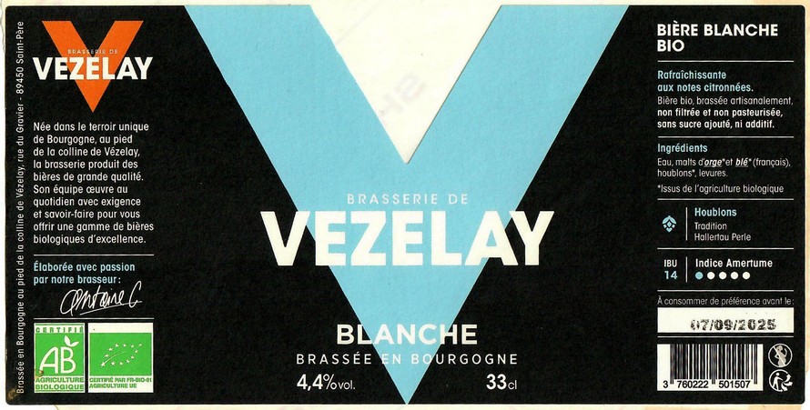 Etiquette BRASSERIE DE VEZELAY 43