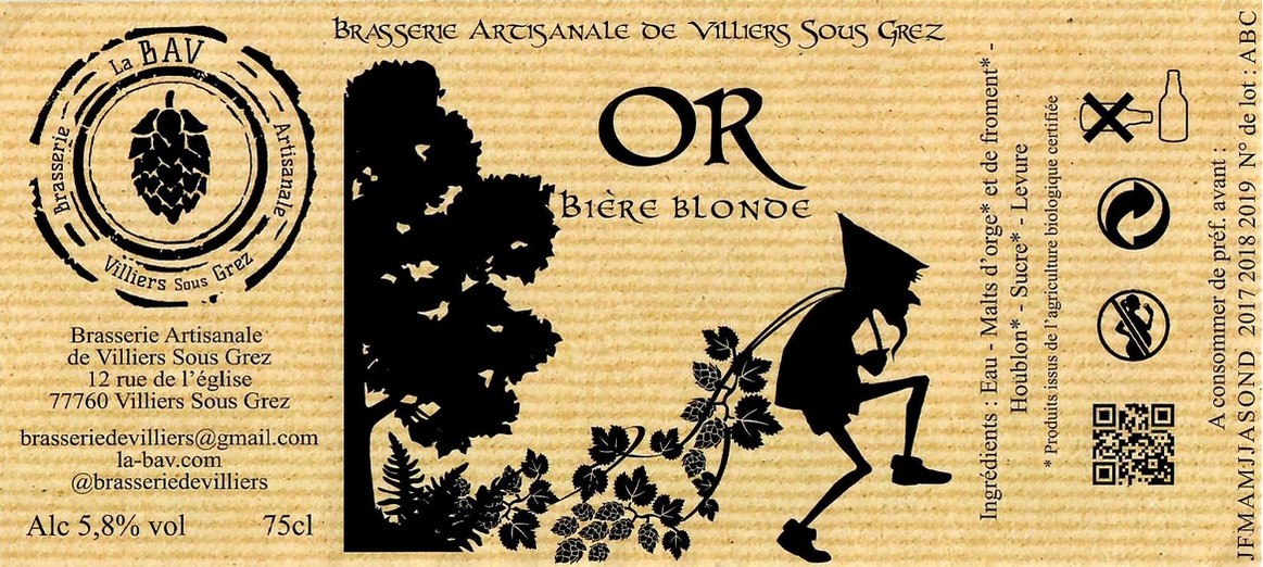 Etiquette BRASSERIE DE VILLIERS SOUS GREZ 02