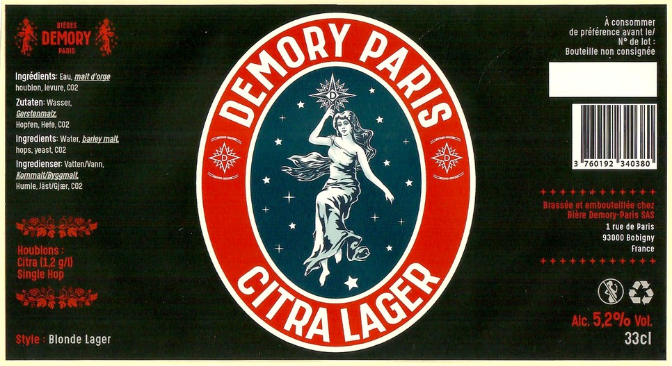 Etiquette BRASSERIE DEMORY 18