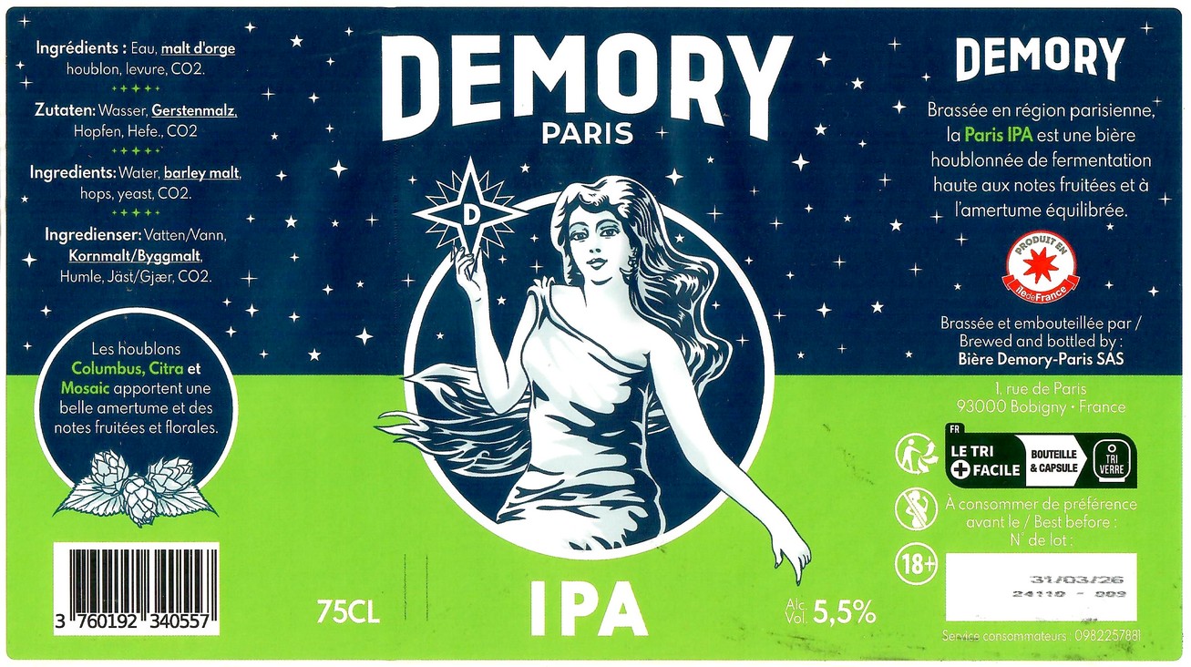 Etiquette BRASSERIE DEMORY 37