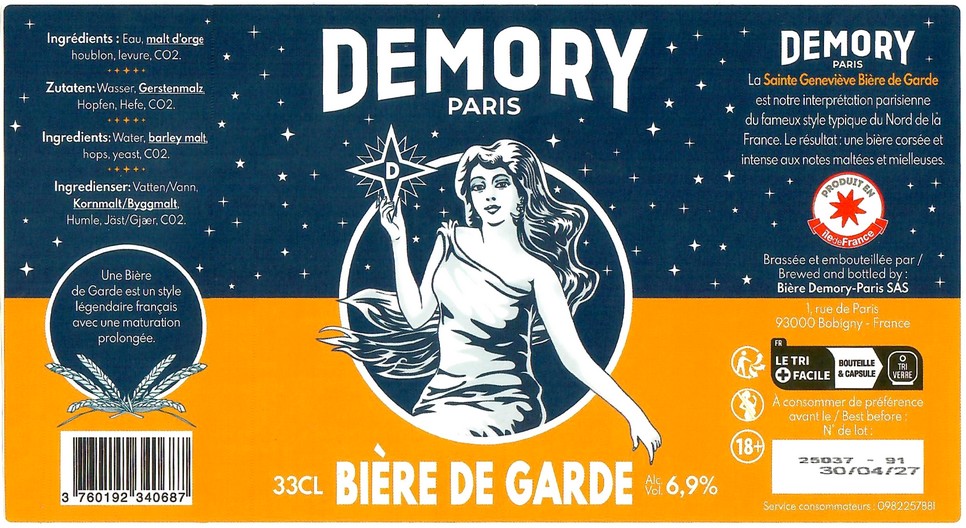 Etiquette BRASSERIE DEMORY 44
