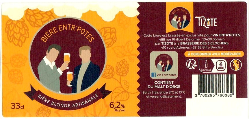 Etiquettte BRASSERIE DES 3 CLOCHERS 33