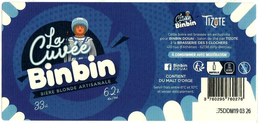 Etiquettte BRASSERIE DES 3 CLOCHERS 35