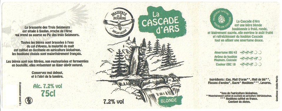 Etiquette BRASSERIE DES 3 SEIGNEURS 06