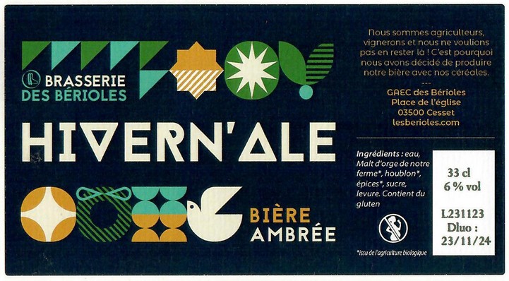 Etiquette BRASSERIE DES B�RIOLES 01