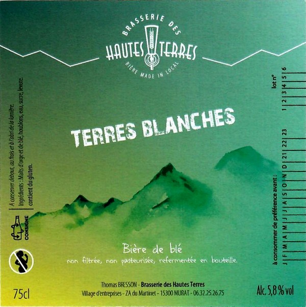 etiquette BRASSERIE DES HAUTES TERRES 10