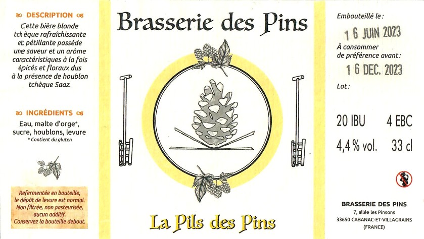 Etiquette BRASSERIE DES PINS 04