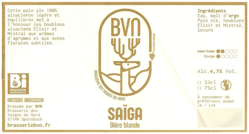 Etiquette BRASSERIE DES VOSGES DU NORD 01